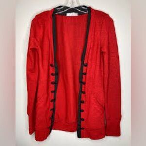 Myan Red Women's Sweater with Black Trim